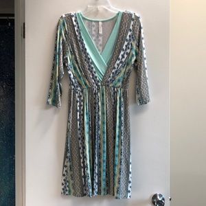 ModCloth Gilli 3/4 sleeve mint print dress